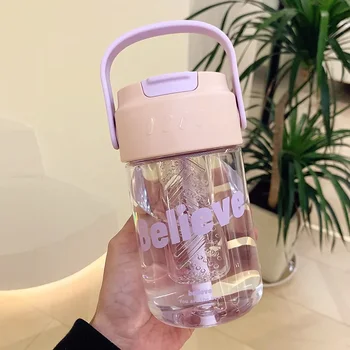 LMHBJY Új teaelválasztó műanyag csésze Szalmacsésze Egyszerű kültéri sportok Hordozható vizes kupa Nyári kupa