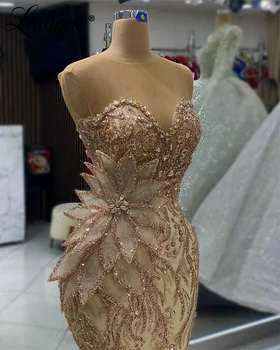 Arab kristályok partiruha esküvőkre gyöngyös flitterek sellő báli ruhák Vestidos De Noche 2024 hosszú formális alkalmi ruhák
