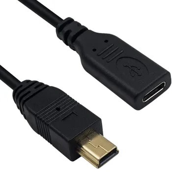 USB Type C Feamle - Mini 5 tűs töltő- és adatkábel a digitális fényképezőgéppel, MP3-lejátszóval és más Mini B eszközökkel való kompatibilitáshoz