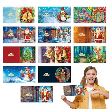 Karácsonyi kártyakészletek gyerekeknek karácsonyi elemekkel Karácsonyi kézműves játékok gyerekeknek Kártyakészítő készletek 12 db újdonság DIY karácsony