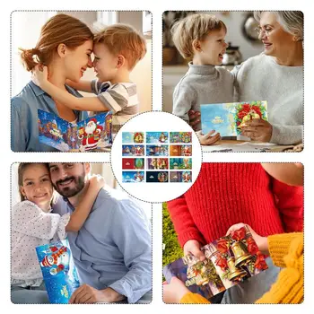 Karácsonyi kártyakészletek gyerekeknek karácsonyi elemekkel Karácsonyi kézműves játékok gyerekeknek Kártyakészítő készletek 12 db újdonság DIY karácsony