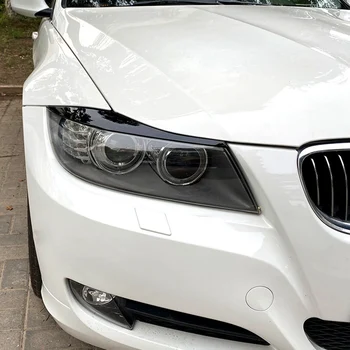 Autó fényes fekete fényszórók Szemöldök Szemhéjfedő szempilla fényszóró matricák BMW 3-as sorozathoz E90 E91 320I 330I 05-12