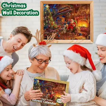 Újrafelhasználható puzzle karácsonyi jelenet Kirakós játék készlet 24 napos visszaszámláló naptárak gyerekeknek 1008 részes Adventi naptár 2024 számozott