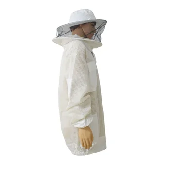 Méhészeti kabát professzionális méhellenes ruha 3 rétegű, légmentesen átmenő védőruházat méhkabát levehető kalappal, szellőztetett