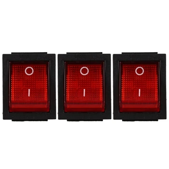 3X piros fény megvilágított 4 tűs DPST BE/KI Pattintható billenőkapcsoló 16A 20A 250V AC