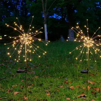 1/2PCS Napenergia tűzijáték lámpák Kerti dekoráció Tündér fények vízálló kültéri gyeplámpa terasz kerti dekorációhoz