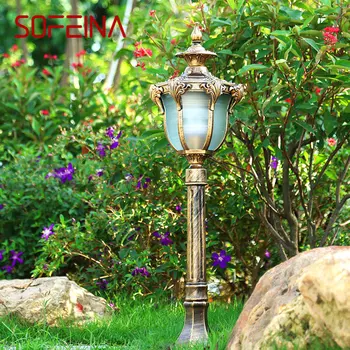 SOFEINA bronz kültéri gyepfény LED retro kerti lámpa vízálló IP65 otthoni dekoráció udvari villa szerelvényhez