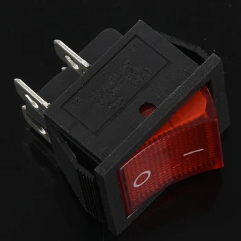 6X piros lámpa 4 tűs DPST BE/KI Pattintható billenőkapcsoló 15A/250V 20A/125V AC 28X22mm