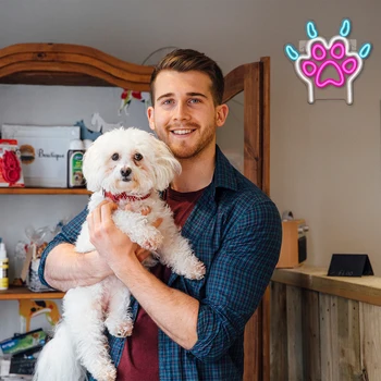 Kutya mancs Neon jel kisállat Led Neon fény kisállat szoba gyerekszoba hálószoba kisállat bolt Neon kutya mancs nyomatok ART fali dekorációval