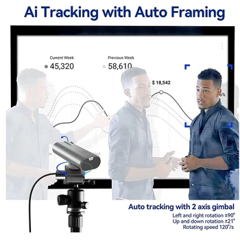 2K webkamera intelligens érzékelővel AI automatikus követés zoom számítógépes kamera alkalmas a Youtube játékkonferenciára