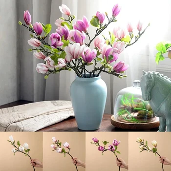 Magnólia virág utánzat Mesterséges hamis virágok Lakberendezés Nappali veranda Étkezőasztal Dekoratív műanyag virág