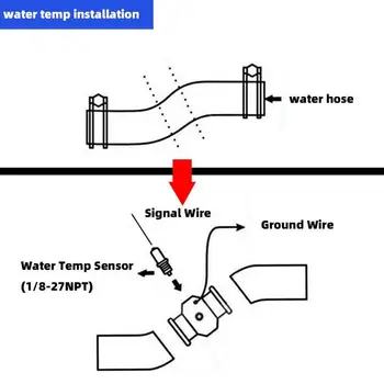  Vízhőmérséklet csukló Univerzális vízhőmérséklet termosztát érzékelő Tömlő adapter Vízhőmérséklet-mérő Alumíniumötvözet vízhűtőfolyadék