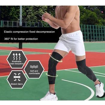 Kosárlabda röplabda térdvédők méhsejt hab tartó Kompressziós lábhüvely Térdmerevítő támogatás Fitnesz sport térdvédő