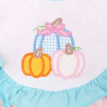 2023 Új Halloween kislány ruhák tök rátétes íjak gyerek ruha pamut kékes és rózsaszín fodros gyerek szett