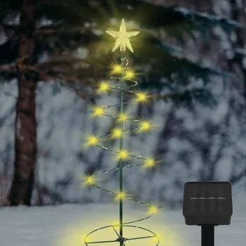 Napelemes karácsonyfa fény kültéri kerti állvány Kerti LED földi lámpa húros sterproof IP65 csillaglámpás dekoratív fény