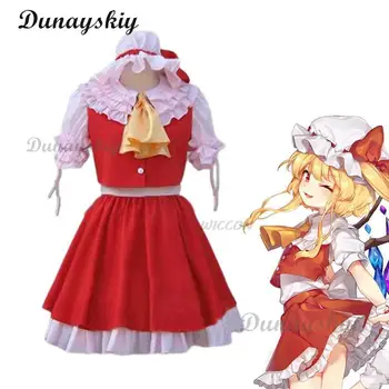 Anime játék Touhou Project Flandre Scarlet Cosplay jelmez Paróka Piros hercegnő Szoknya Lolita Nő Szexi Kawaii születésnapi party öltöny