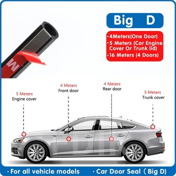 Big D típusú autó gumi ajtótömítés csík autó ajtó tömítő csík univerzális zajszigetelés Epdm autó gumi vízálló tömítések