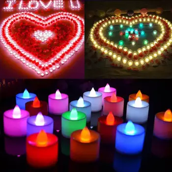 1PC Kreatív LED gyertya többszínű lámpa szimuláció Színes láng Tea fény Kezdőlap Esküvő Születésnapi parti dekoráció Háztartási eszköz