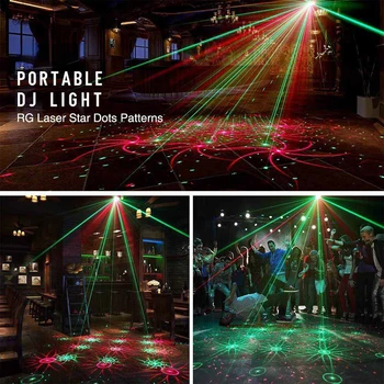 Mini lézerfények LED színpadi fény DJ diszkó fényprojektor Új hanggal aktivált távirányító vaku karácsonyi parti fényekhez