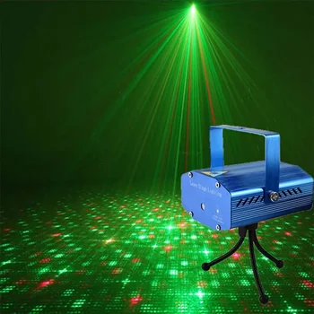 Mini lézerfények LED színpadi fény DJ diszkó fényprojektor Új hanggal aktivált távirányító vaku karácsonyi parti fényekhez