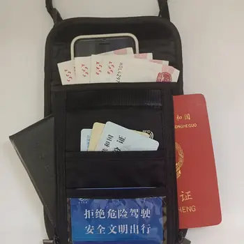 Crossbody útlevél tartó Biztonsági nyaktartó tasak Pénztárca blokkolással utazáshoz Multifunkcionális Halter mobiltelefon-táska