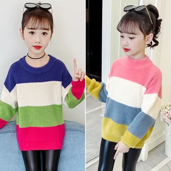 2023 Koreai tavasz Őszi gyermek pulóver Kötött pulóver Lány felsők Általános Lány vágott pulóverek Kötött pulóver lányoknak