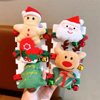 Karácsonyi hajkiegészítők gyerekeknek Aranyos Mori nyakkendő fonott Scrunchie lány zsemlefej baba Mikulás bőr szíj fejhúr