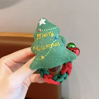 Karácsonyi hajkiegészítők gyerekeknek Aranyos Mori nyakkendő fonott Scrunchie lány zsemlefej baba Mikulás bőr szíj fejhúr