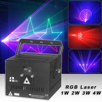Lézer ILDA RGB 1w 2w 3w 4w sugár 3D projektor szkenner animáció DMX Dj Disco House Party Bár Club Xmas Effect Színpadi világítás