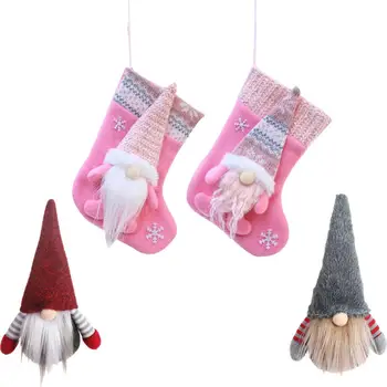 2/3KÉSZLETEK Karácsonyi dekoratív zokni többfunkciós újrafelhasználható parti dekoráció Karácsonyi ajándék zokni ajándéktáska minőség