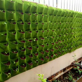 25 Zsebek falra akasztható ültetőzsákok Zöld zsebek Termesztőzsák Ültető függőleges kert Zöldség élő bonsai virágcserép