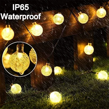 Napelemes lámpák Kültéri 50 LED vízálló kristálygömb lámpa kerti udvarhoz Esküvői parti dekoráció Tartós Egyszerű telepítés