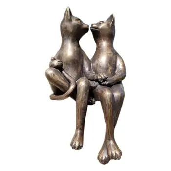 Pár Macska szobor Szerető pár Macskák Randi & Csók szobor Európai stílus Modern minimalista kézművesség Kezdőlap Gyanta díszek Ajándék