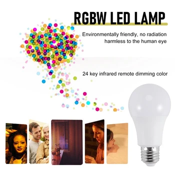 E27 Smart Control lámpa LED RGB fény szabályozható 7W RGBW LED lámpa színes változó izzó LED Lampada RGBW fehér dekoráció Kezdőlap
