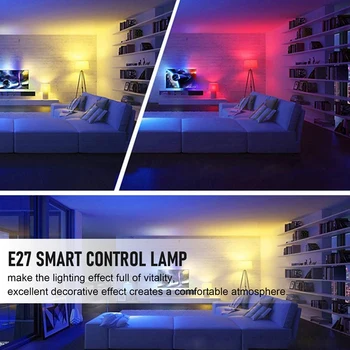 E27 Smart Control lámpa LED RGB fény szabályozható 7W RGBW LED lámpa színes változó izzó LED Lampada RGBW fehér dekoráció Kezdőlap