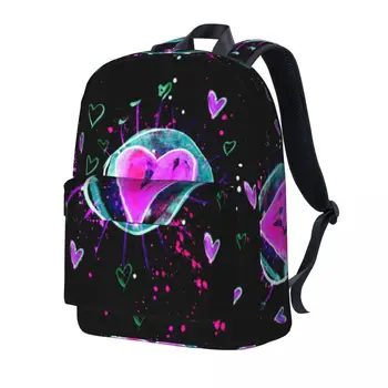 Neon Hearts Graffiti hátizsák Absztrakt geometrikus utazási hátizsákok Női újdonság Középiskolai táskák Design lélegző hátizsák