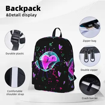 Neon Hearts Graffiti hátizsák Absztrakt geometrikus utazási hátizsákok Női újdonság Középiskolai táskák Design lélegző hátizsák
