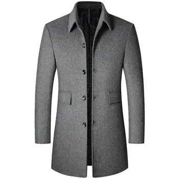 Márka Téli 40% gyapjú Férfi vastag kabátok Lefelé gallér Férfi divat Gyapjúkeverék kabátok Superior felsőruházati kabát árok M-4Xl méret