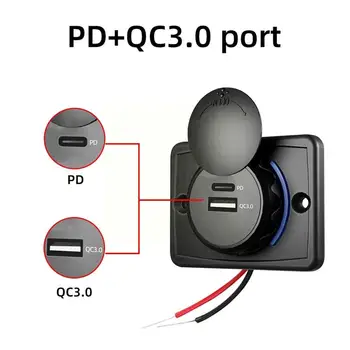 Quick Charge 3.0 kettős USB & PD C típusú töltő aljzat aljzat töltő töltő gyors QC3.0 vízálló 12V / 24V aljzat autó adapte A9Y4