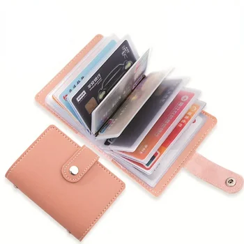 PU bőr kártyatartó pénztárca 26 Multi slot vékony hitelkártya tok Női Candy Color Bank hitelkártya tartó pénztárca fedél