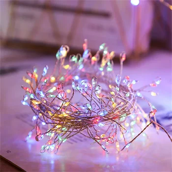 12M 400 LED karácsonyi füzér csillagos klaszter fény USB távoli petárdával működik Tündér fény rézhuzal String lámpák