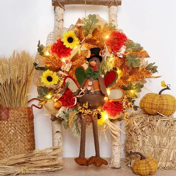 Őszi hálaadás koszorú Juharlevél füzér fal függő dekoráció bejárati ajtóhoz Őszi műkoszorú