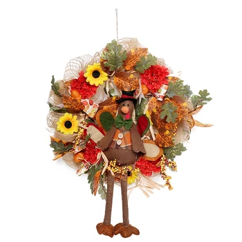 Őszi hálaadás koszorú Juharlevél füzér fal függő dekoráció bejárati ajtóhoz Őszi műkoszorú