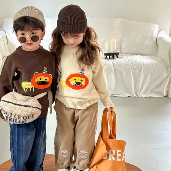 2023 Téli ősz Gyerekek rajzfilm pulóver Kisfiú hosszú ujjú kötött felsők Gyerekek alkalmi kötött pulóver lányok pulóver Todder ruhák