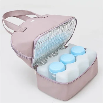  hordozható anya etetőpalack táskák Hőszigetelő egyhátizsák 2 rétegű uzsonnás táska szivárgásmentes tejhűtő táska