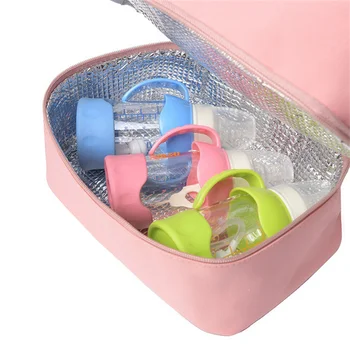  hordozható anya etetőpalack táskák Hőszigetelő egyhátizsák 2 rétegű uzsonnás táska szivárgásmentes tejhűtő táska