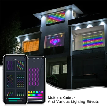 Tájvilágítás Intelligens LED függönylámpa Bluetooth App Zene szinkronizálása DIY kép kijelző szöveges karakterlánc RGB színes világító dekoráció