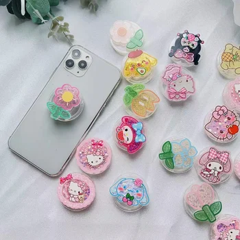 Sanrio Mobiltelefon konzolok Aranyos Hello Kitty Kuromi virág teleszkópos összecsukható ujjtartók Gyűrűs asztali állványok Telefon kiegészítők