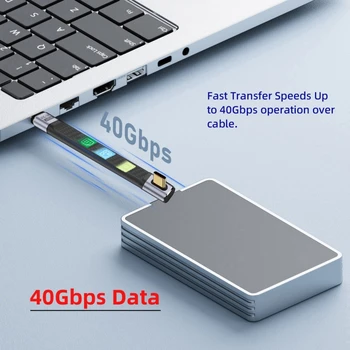 Zihan alacsony profilú, szögletes 240 W-os C típusú USB-C apa - apa USB4 40 Gbps 100 W-os 8K lapos, vékony FPC adatkábel laptop telefonhoz, 13cm
