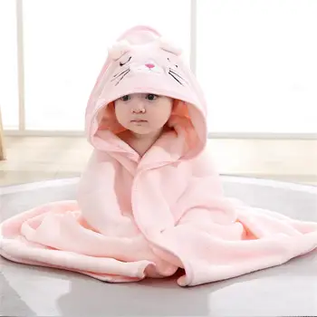 1~8PCS Uniszex baba fürdőköpeny Flanel köpeny rajzfilm fiú lány ultrapuha kapucnis fürdőköpeny fürdőlepedő újszülött takaró babaváró